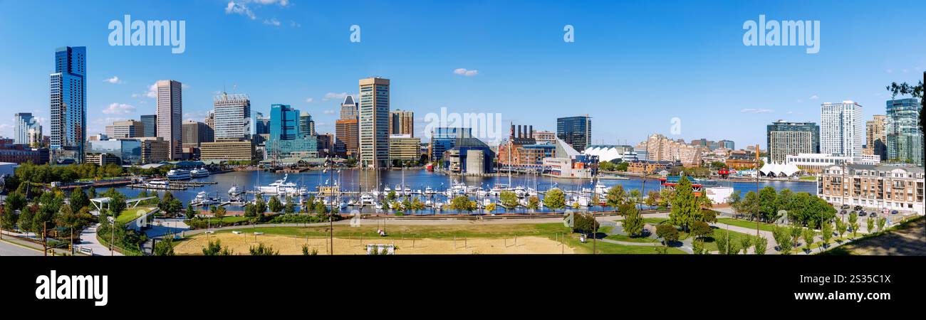 Inner Harbor et Rash Field Park de Federal Hill Park à Baltimore, Maryland, États-Unis Banque D'Images