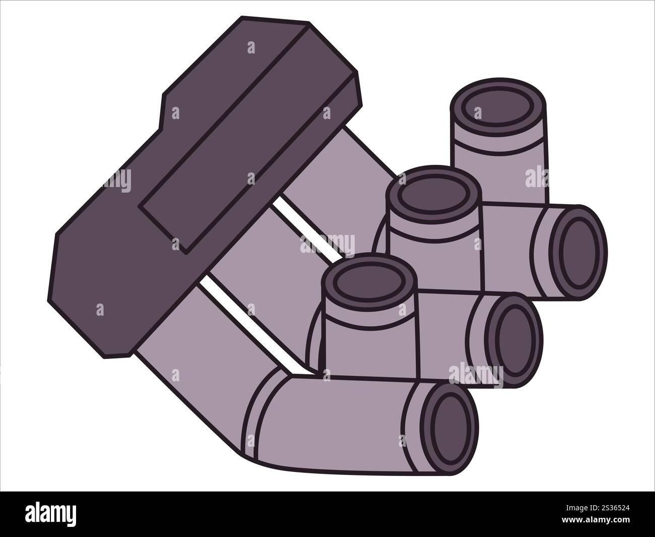 Pièces d'échappement de voiture élément d'automobile mécanique d'équipement de véhicule automobile fumée hors de pièce de transport ensemble d'icônes de conception Illustration de Vecteur