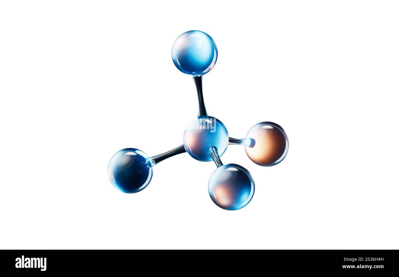 Molécule avec concept biologique et chimique, rendu 3D. Illustration 3D. Banque D'Images