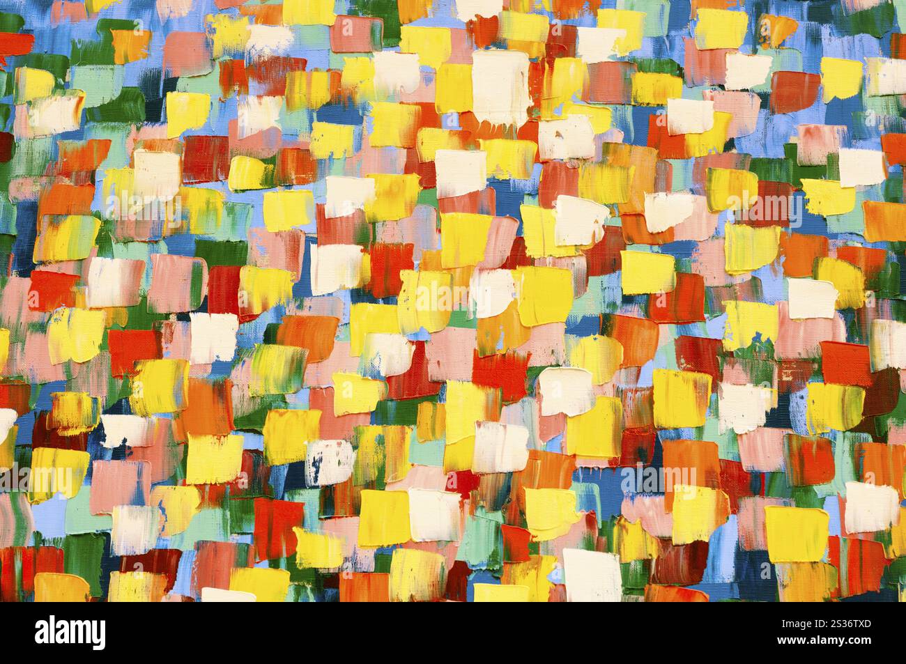 Photo stock d'une peinture à l'huile psychédélique abstraite colorée brillante dans des couleurs chaudes traits de pinceau multicolore abstrait texture de fond horizontale Banque D'Images