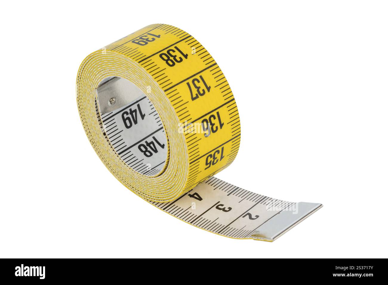 Ruban à mesurer jaune, symbolisant l'alimentation, le contrôle et la précision Autriche Banque D'Images