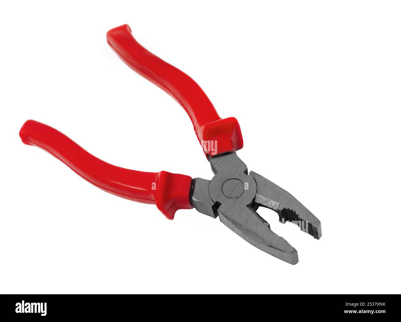 pinces avec poignées rouges isolées sur blanc. pinces avec poignées rouges Banque D'Images