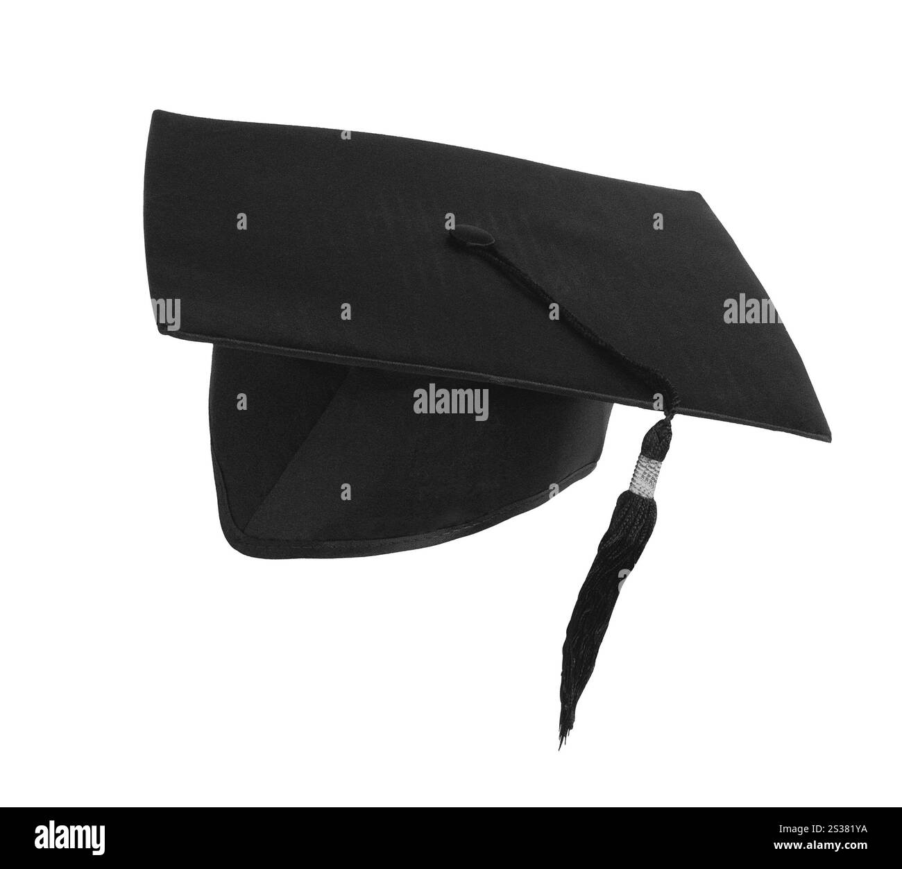 Chapeau d'étudiant sur blanc avec chemin de découpage. Chapeau d'étudiant sur blanc Banque D'Images