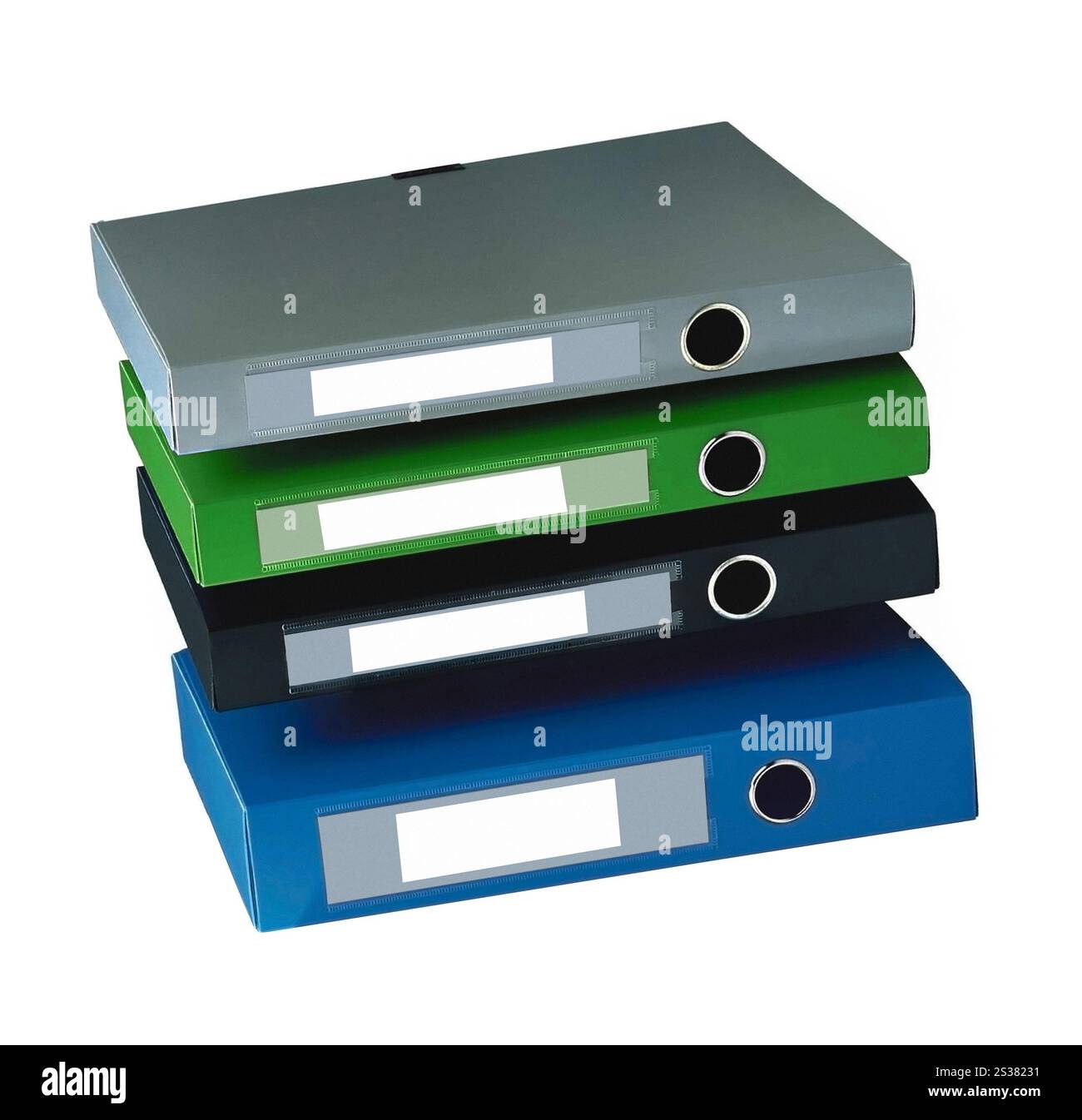 Dossiers de bureau isolés sur fond blanc. Dossiers de bureau Banque D'Images