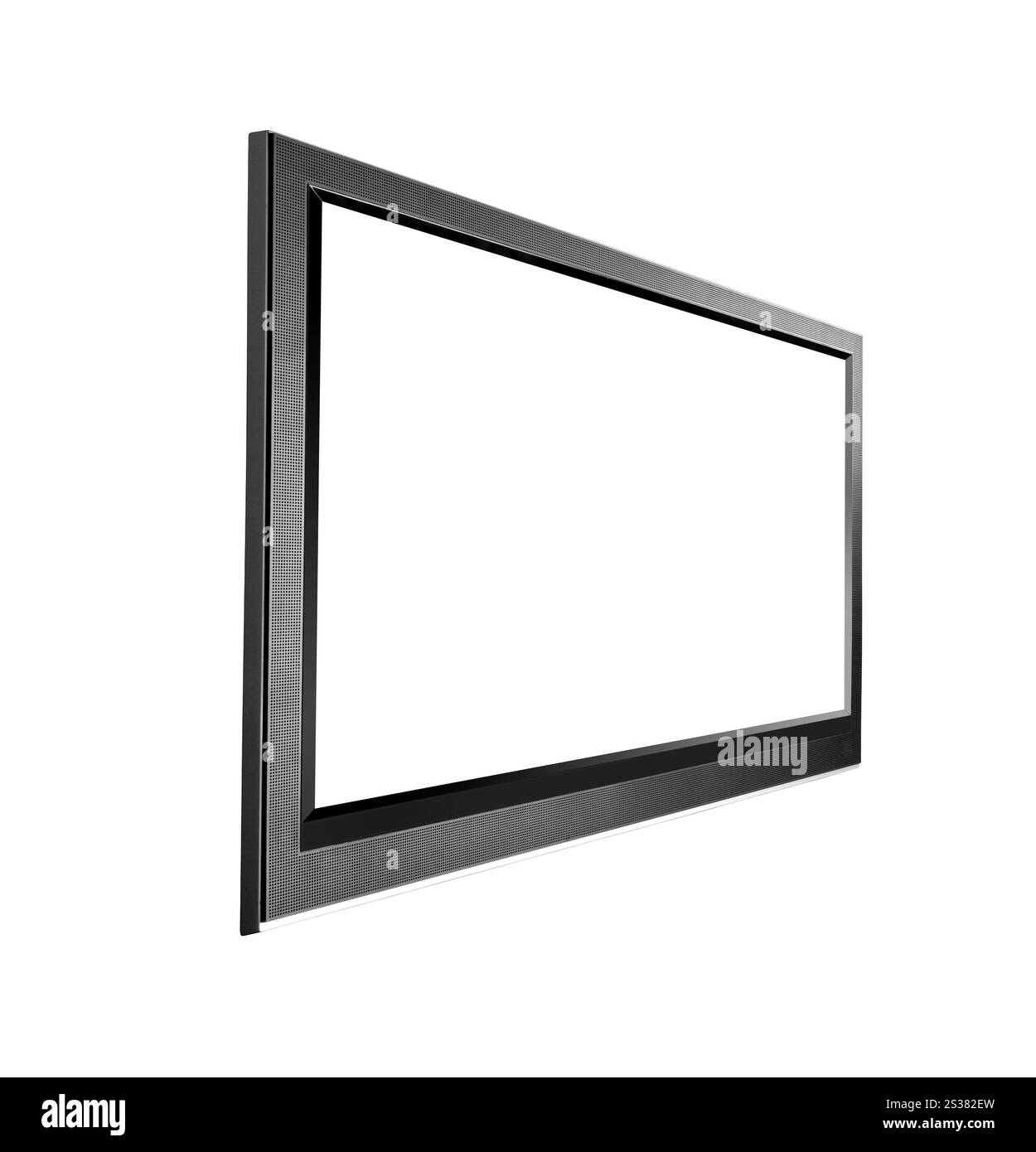 Écran de télévision LCD noir isolé sur fond blanc. Écran de télévision LCD Banque D'Images