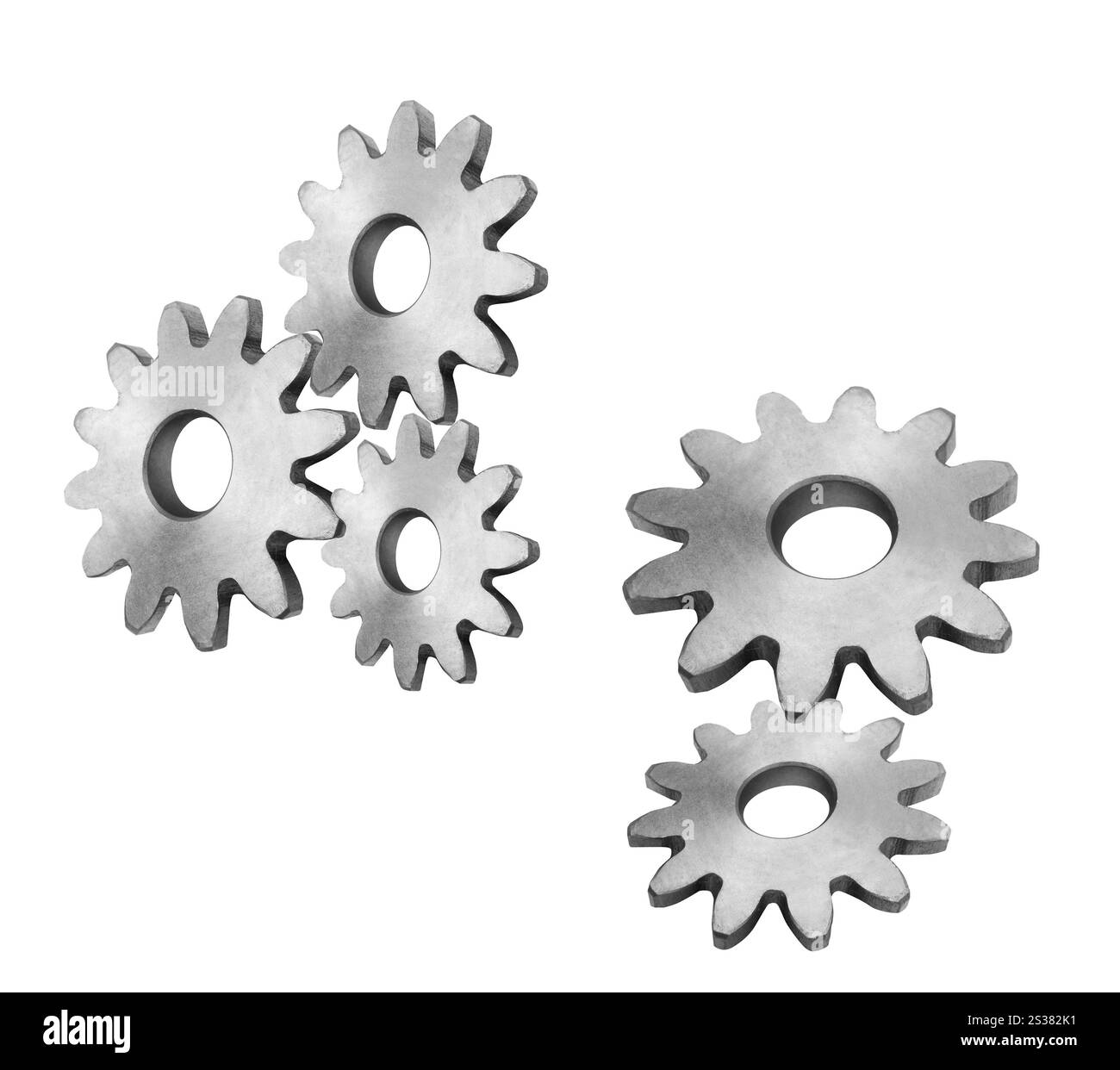 Engrenages métalliques isolés sur blanc. Engrenages métalliques isolés Banque D'Images Engrenages métalliques isolés sur blanc. Engrenages métalliques isolés Banque D'Images