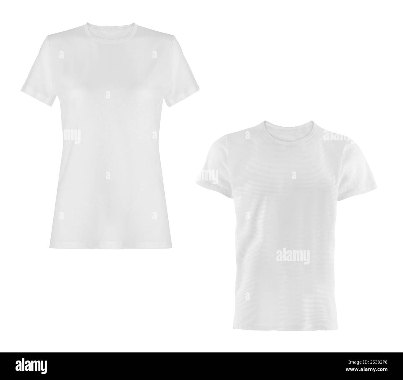 T-shirts féminins blancs isolés sur fond blanc. T-shirts féminins blancs isolés Banque D'Images