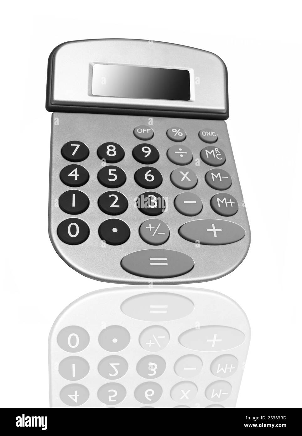 Calculatrice numérique isolée sur fond blanc. Calculatrice numérique Banque D'Images