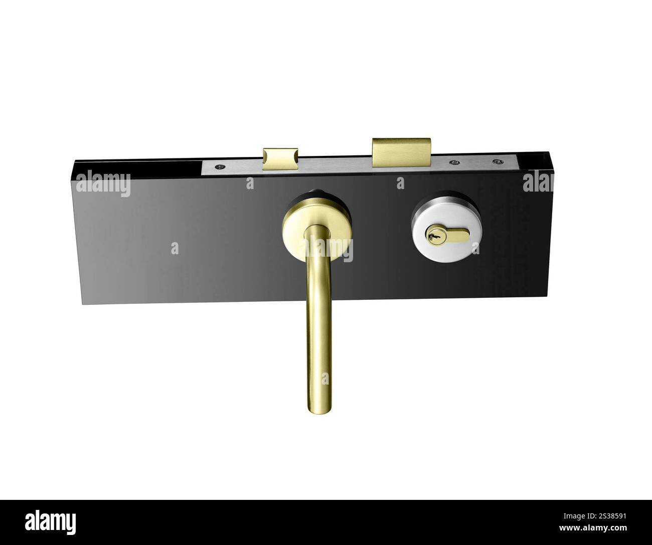 Serrure de porte isolée sur blanc. Serrure de porte Banque D'Images