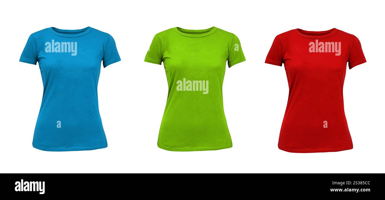 T-shirt féminin isolé sur fond blanc. T-shirt femme isolé Banque D'Images