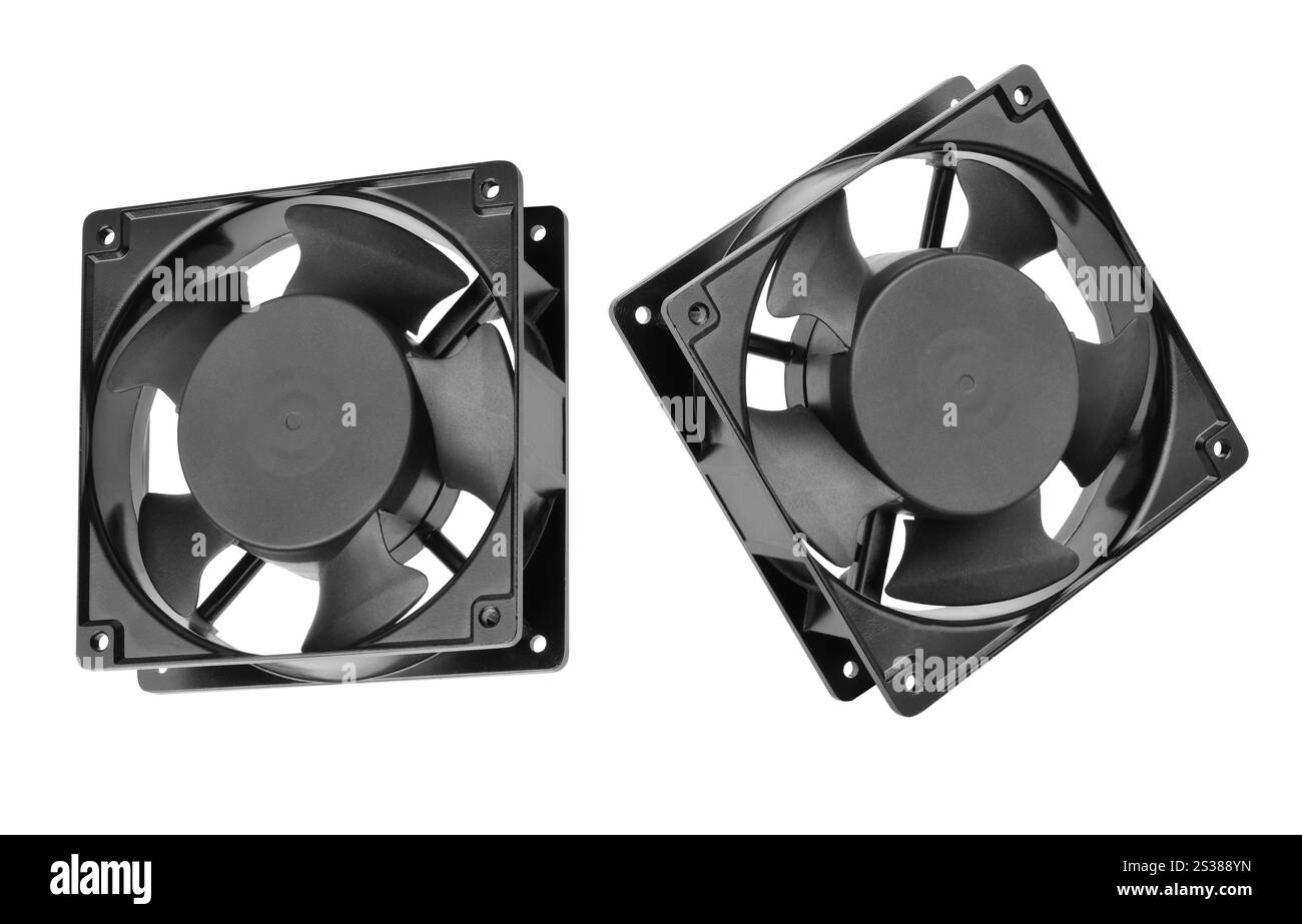 Le ventilateur de l'ordinateur isolé sur fond blanc. Le ventilateur de l'ordinateur Banque D'Images