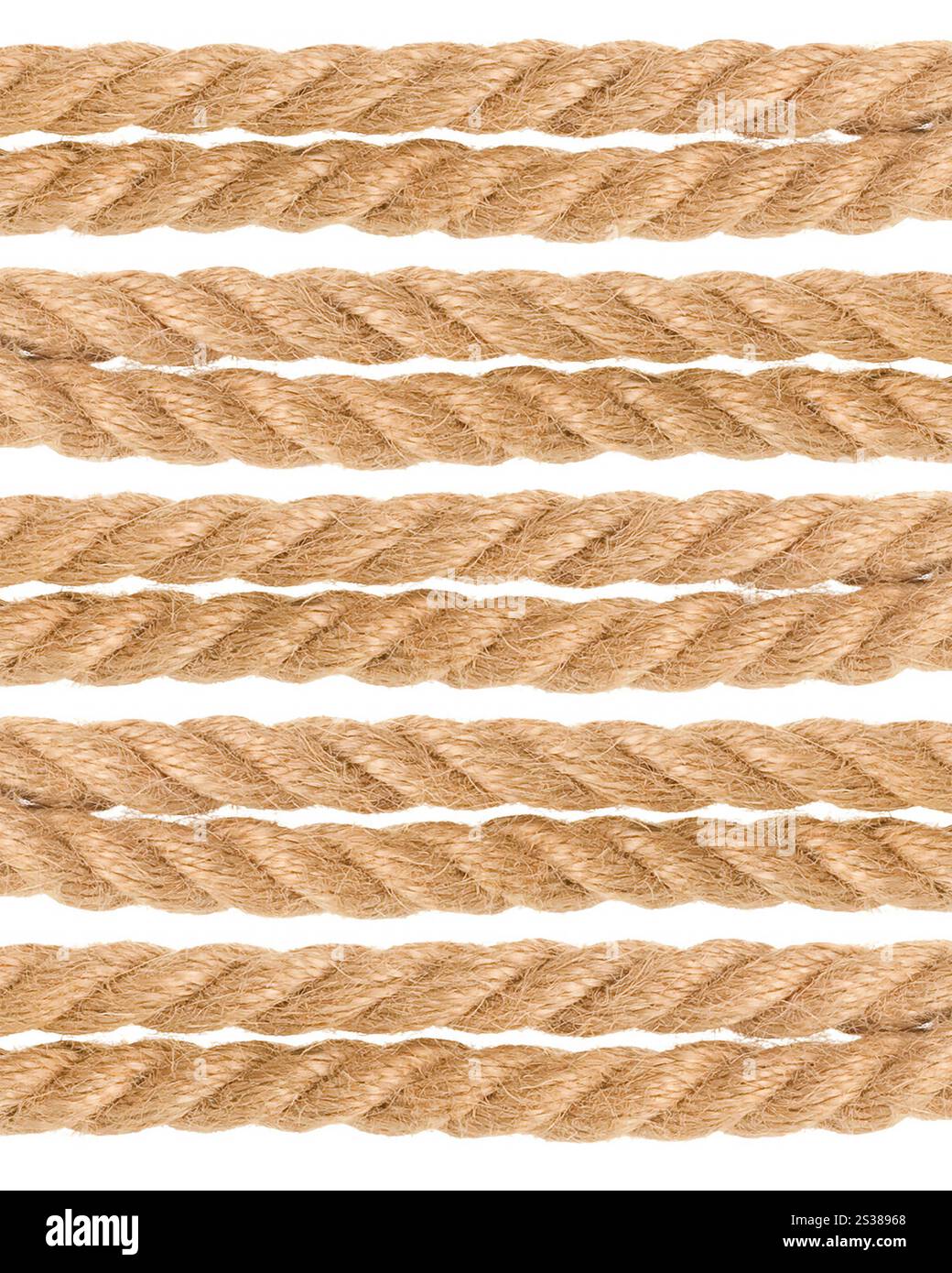 Corde dorée sans couture isolée sur fond blanc. Corde dorée sans couture Banque D'Images