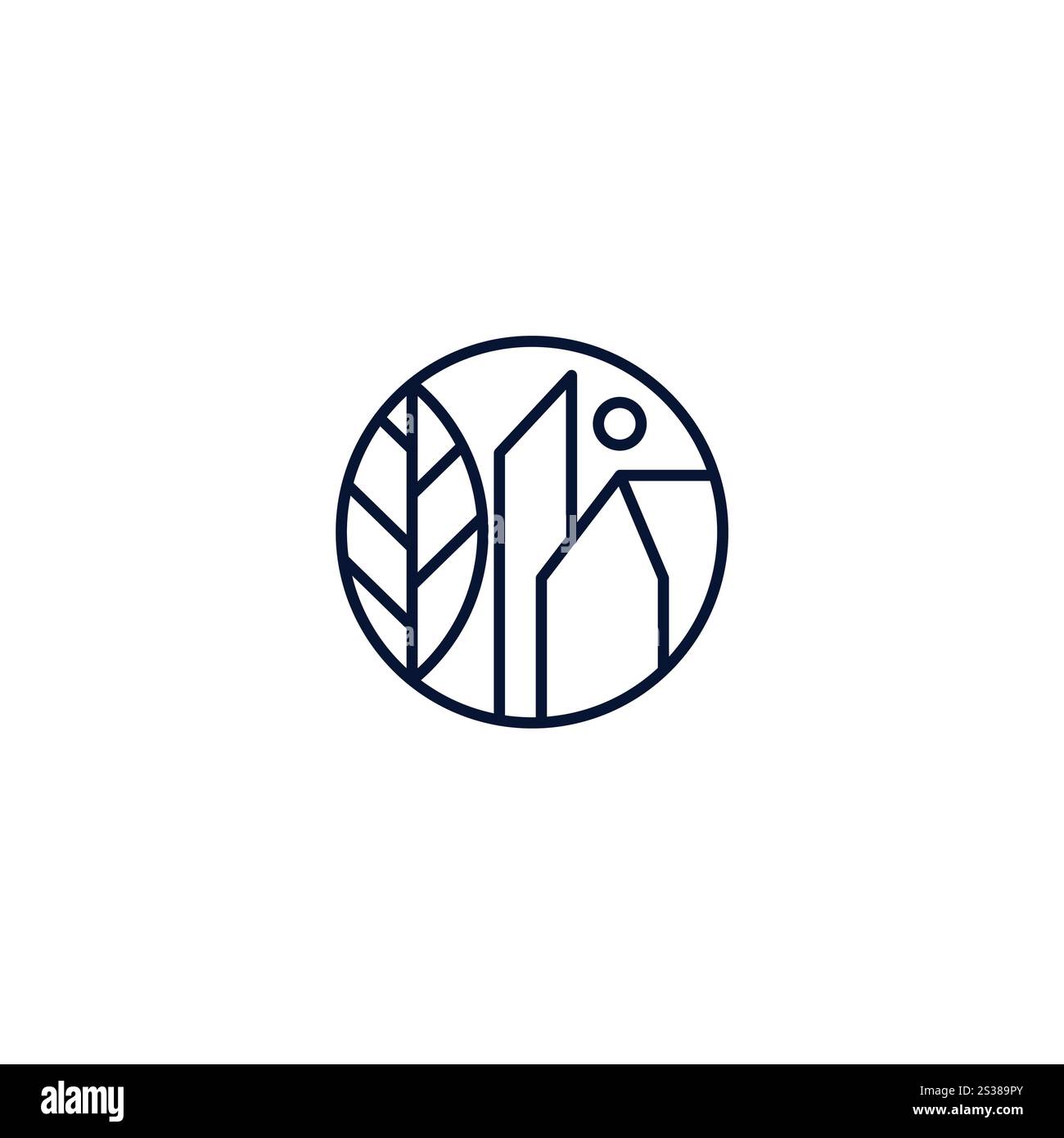 Icône du logo Building nature Leaf. Design Home Leaf Line Illustration de Vecteur