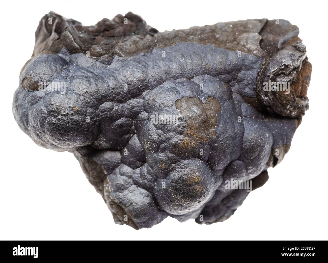 Gros plan de l'échantillon de pierre naturelle de la collection géologique - minéral lithiophorite non poli isolé sur fond blanc de l'Altaï Banque D'Images