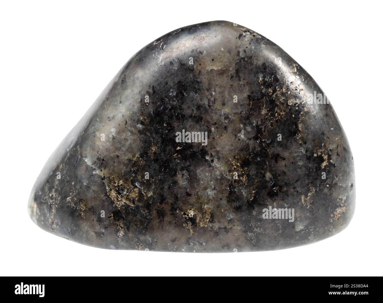 Gros plan d'un échantillon de pierre naturelle de la collection géologique - minéral diorite en panne isolé sur fond blanc de Carélie Banque D'Images