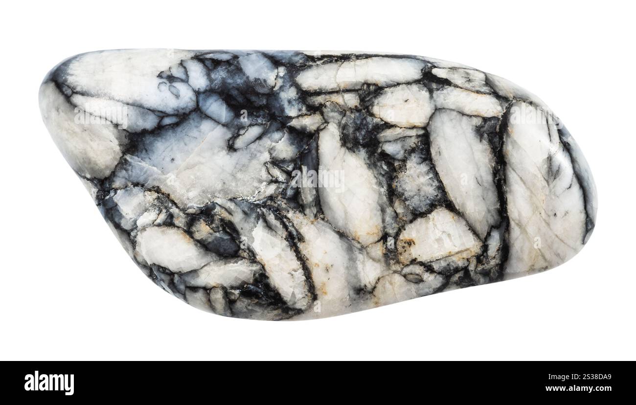 Gros plan de l'échantillon de pierre naturelle de la collection géologique - minerai pinolite culbuté isolé sur fond blanc de l'Autriche Banque D'Images