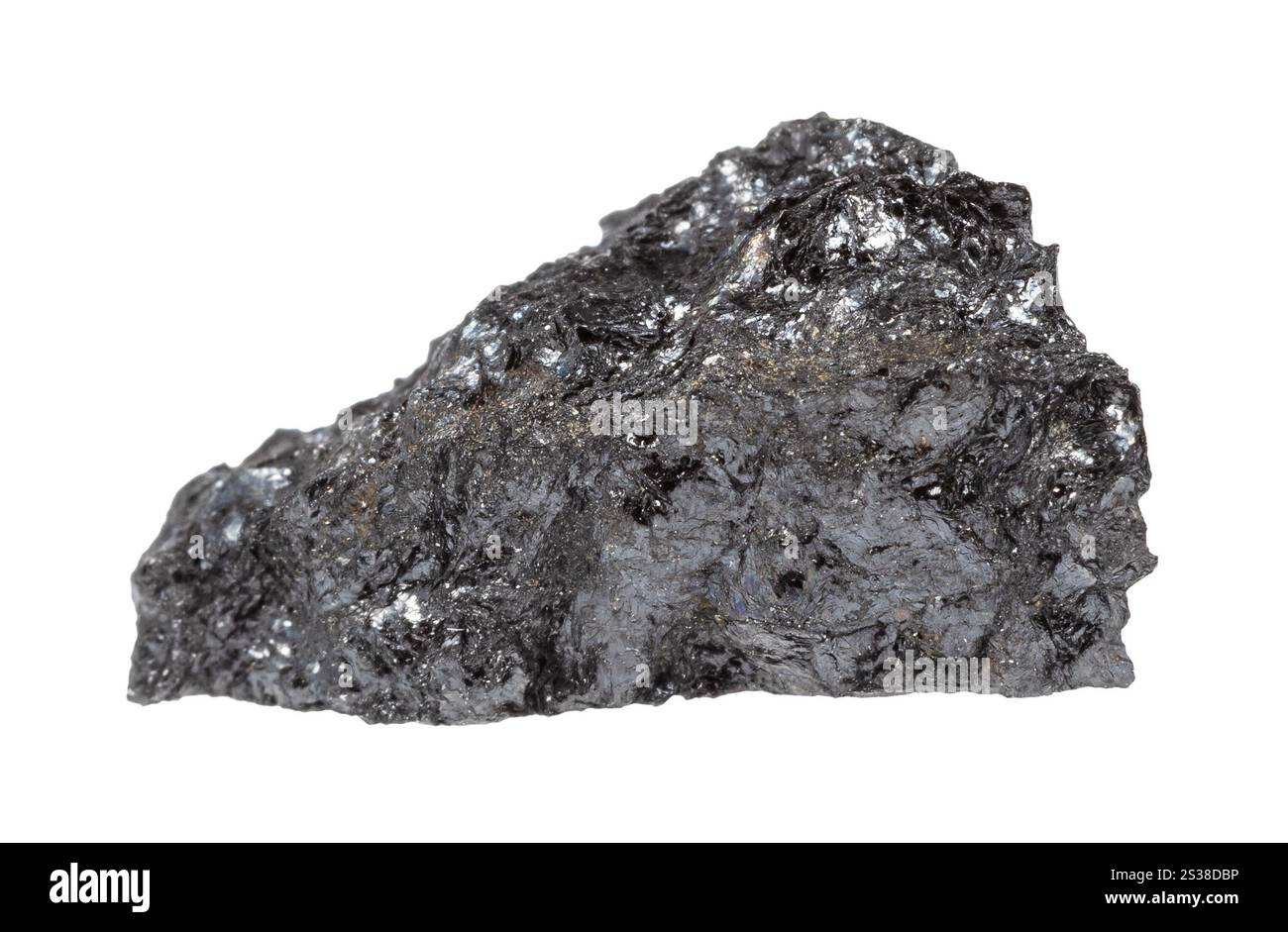Gros plan de l'échantillon de pierre naturelle de la collection géologique - minéral d'hulsite brut isolé sur fond blanc de Yakoutie Banque D'Images