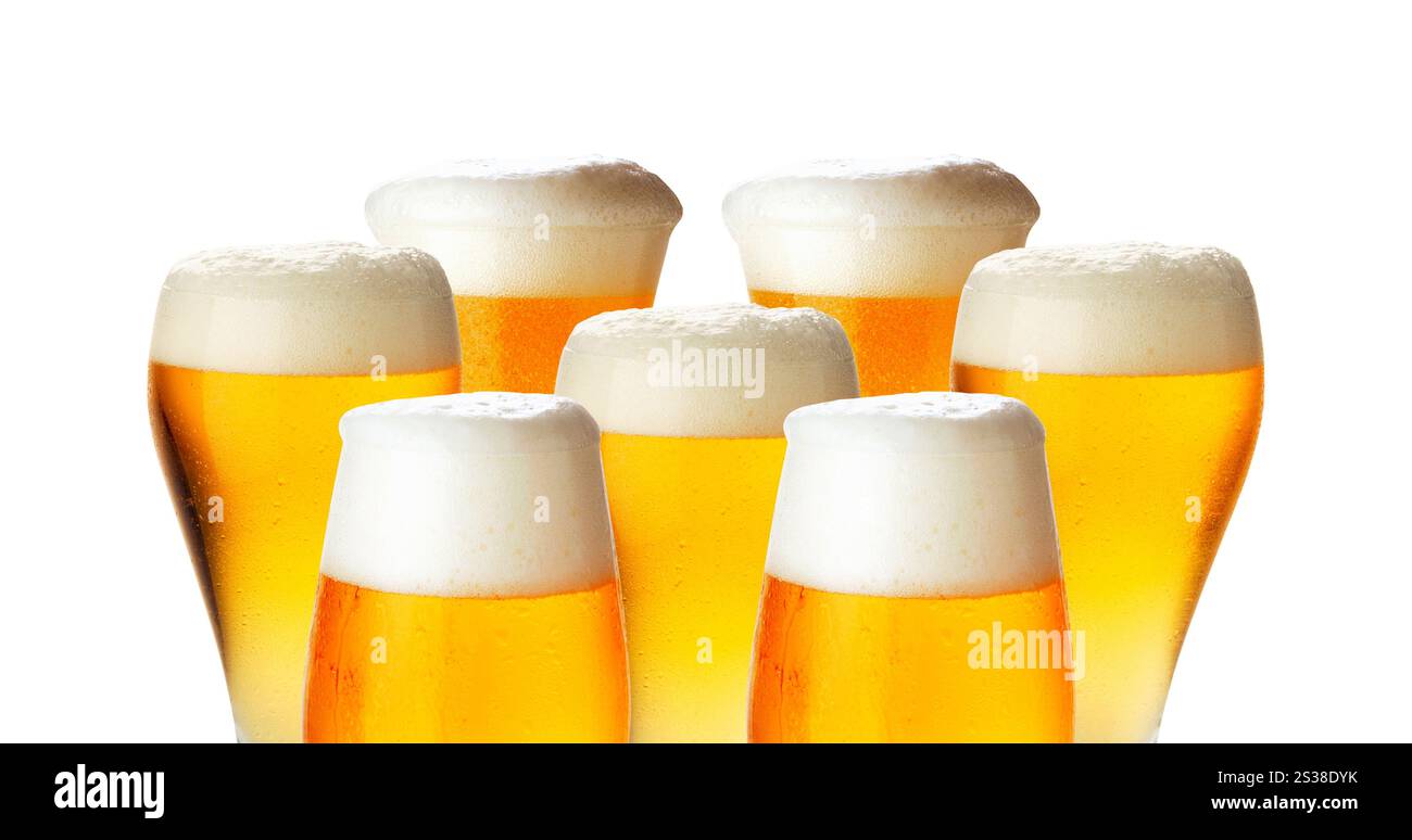 Verres de bière avec mousse - excellente qualité. Verres de bière avec mousse Banque D'Images