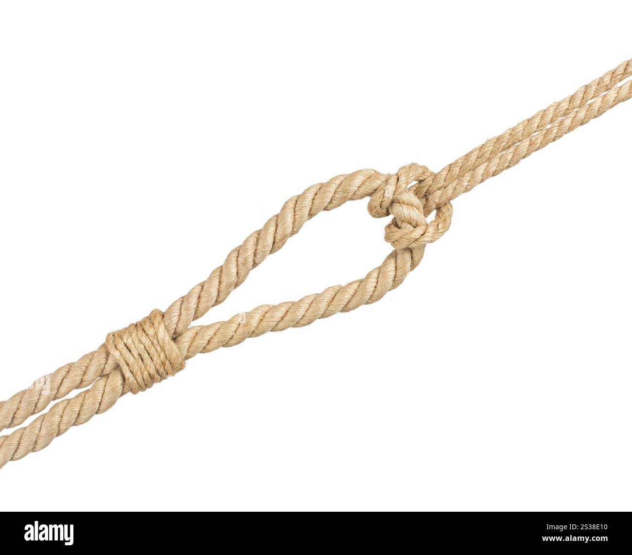 corde avec noeud isolé sur fond blanc. corde avec noeud, isolé sur blanc Banque D'Images