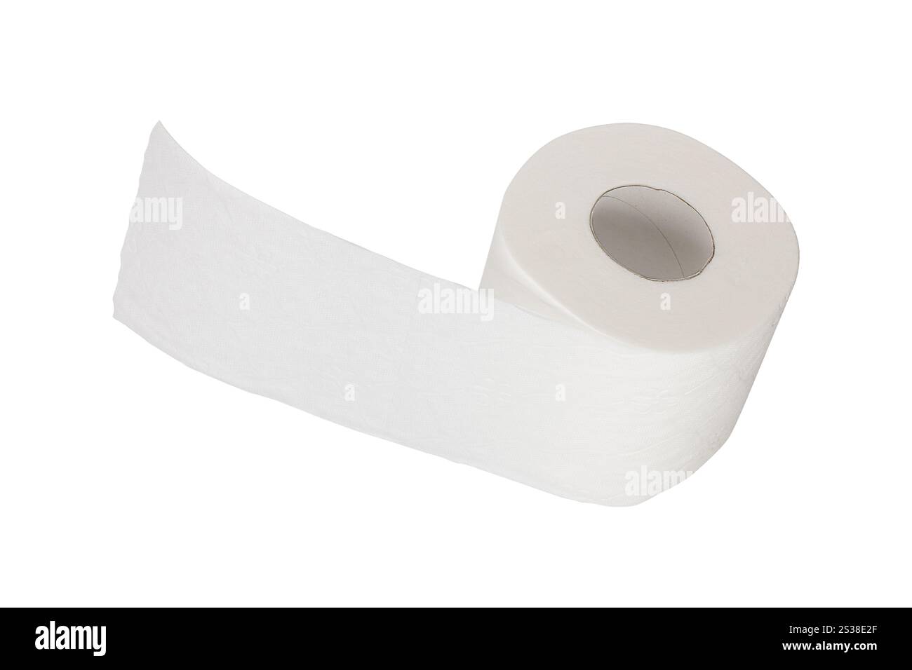 Papier toilette simple sur fond blanc. Simple pape de toilette Banque D'Images