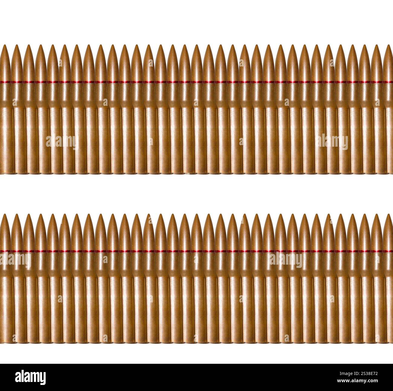 Balles de fusil dans une rangée isolées. Balles de fusil dans une rangée Banque D'Images
