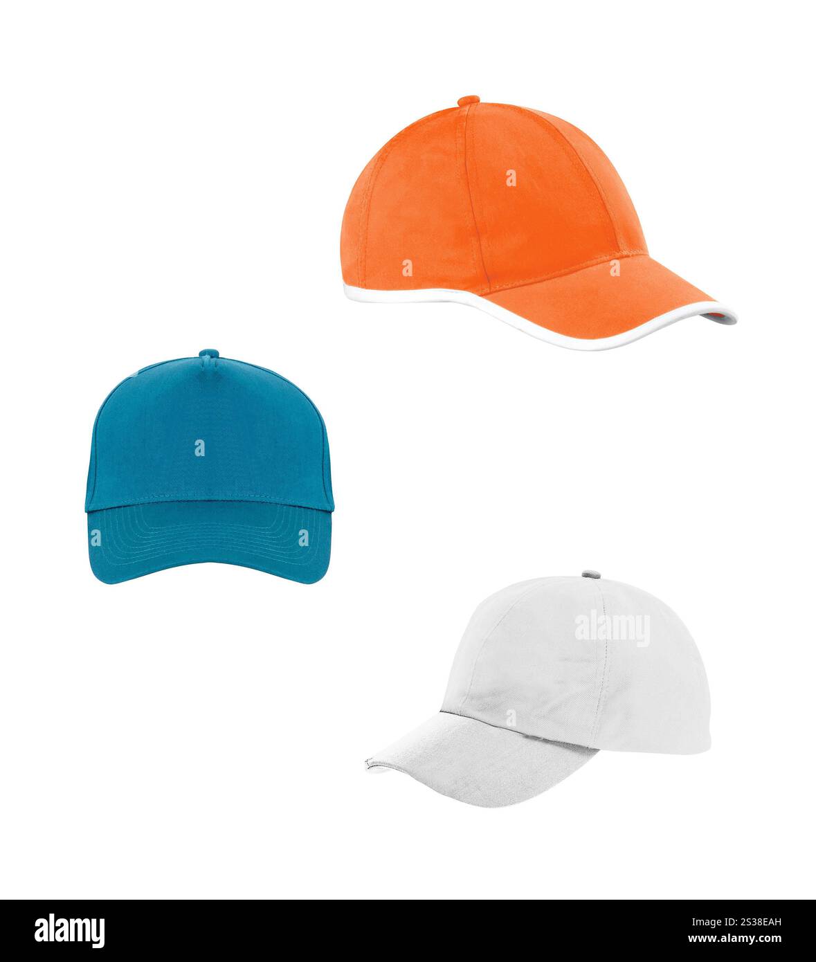 trois casquettes de baseball isolées sur fond blanc. trois casquettes de baseball Banque D'Images
