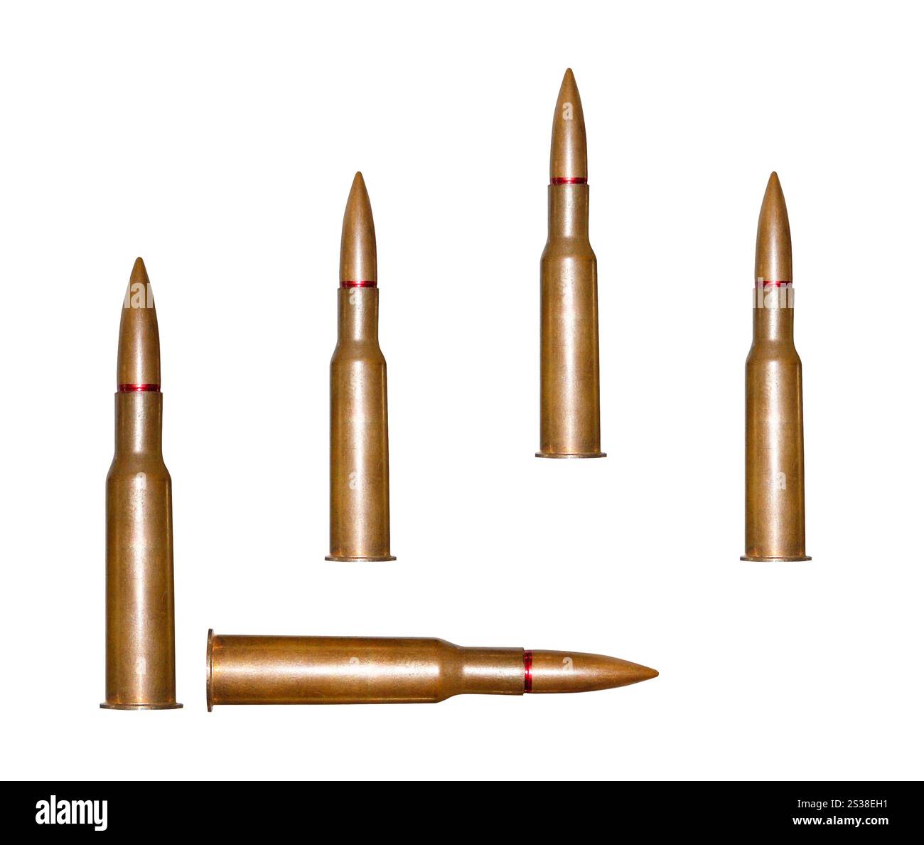 balles de fusil isolées sur fond blanc. balles de fusil Banque D'Images