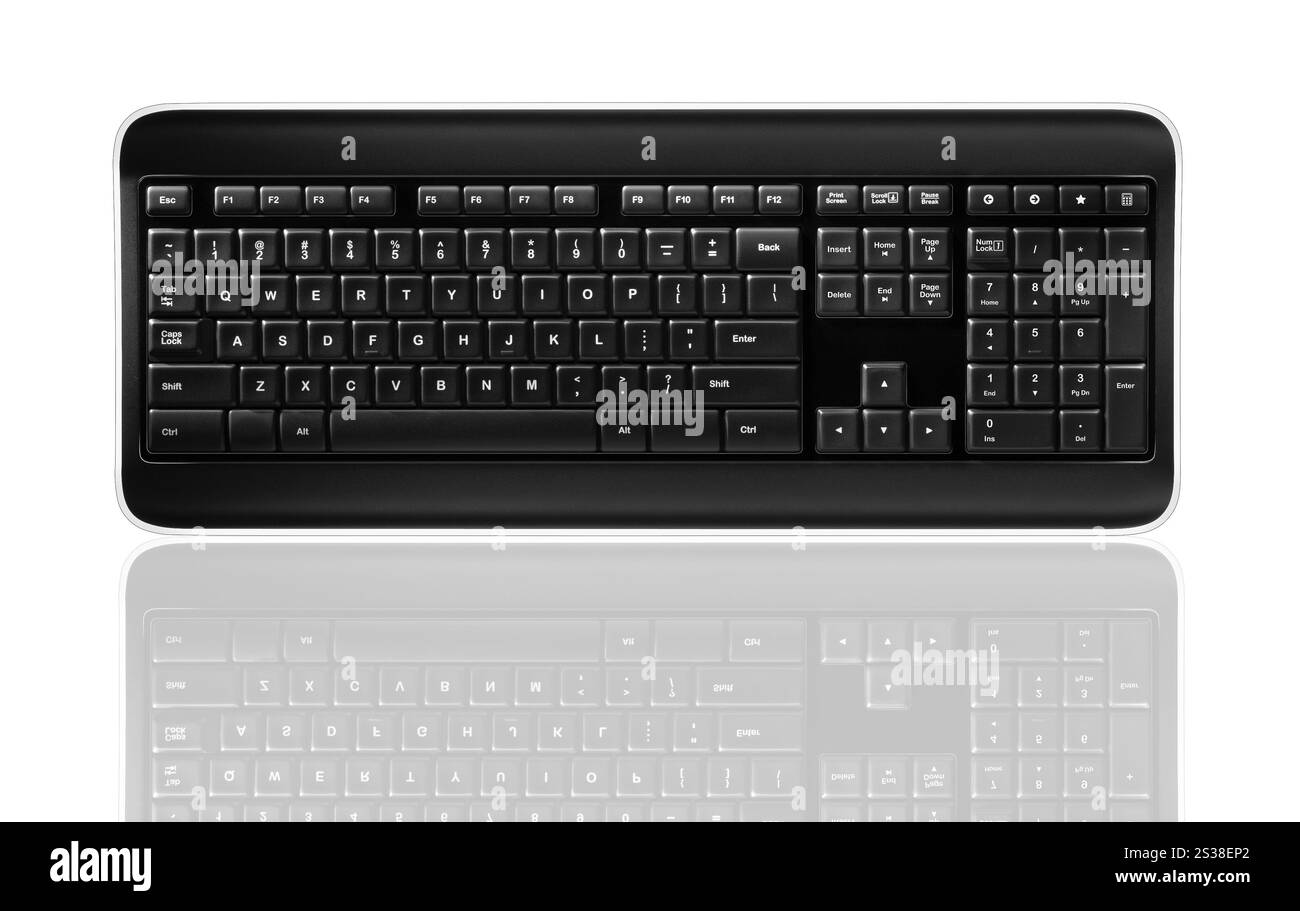 Clavier d'ordinateur isolé sur blanc. Clavier d'ordinateur Banque D'Images