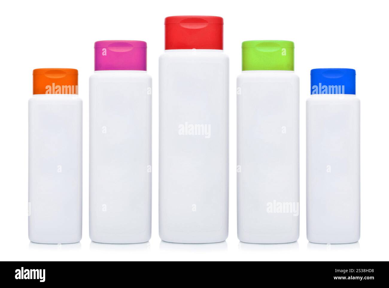 ensemble de bouteilles cosmétiques isolées sur fond blanc. ensemble de bouteilles cosmétiques Banque D'Images