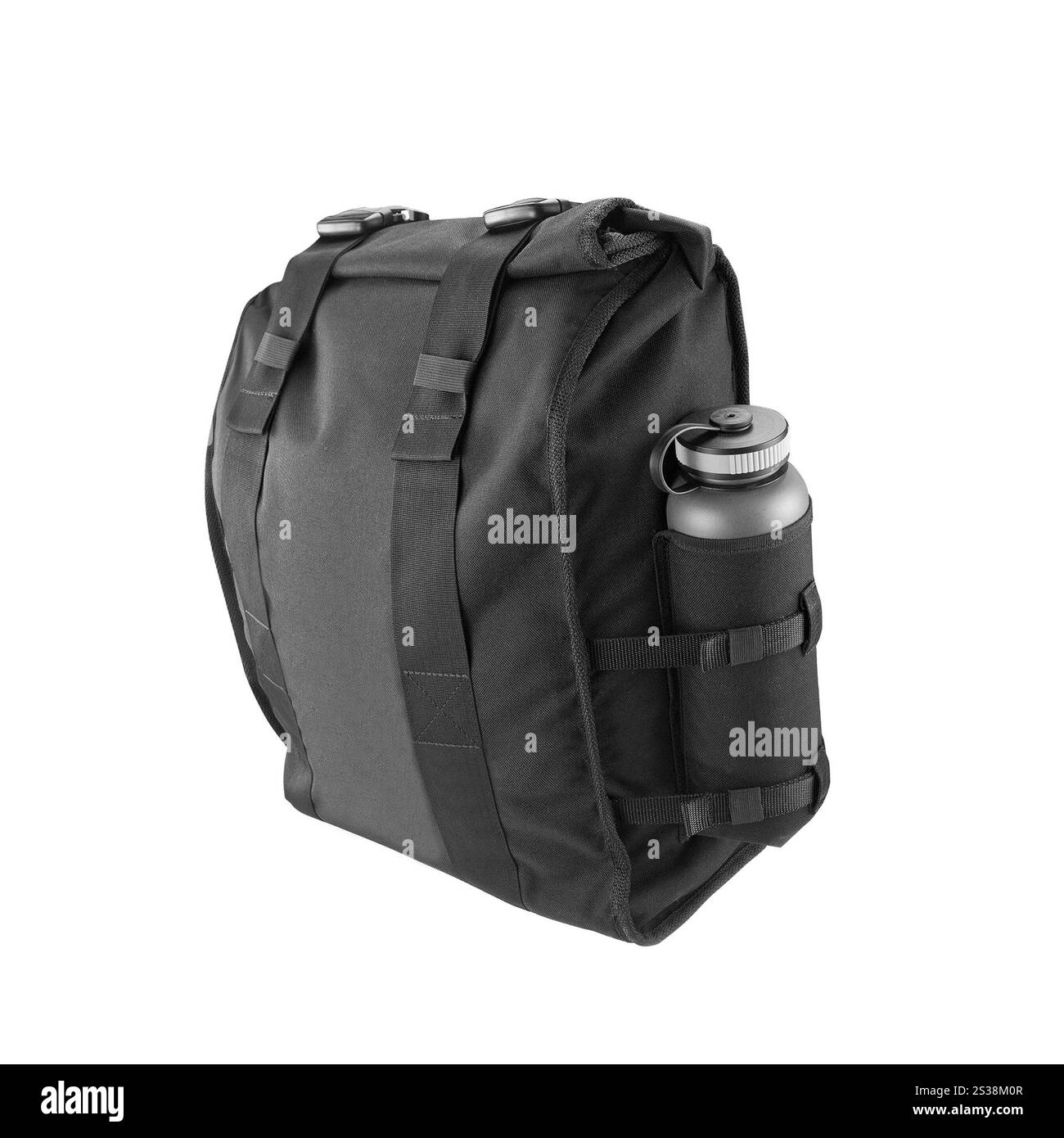 Sac et bouteille isolés sur fond blanc. Sac et bouteille sur un fond blanc Banque D'Images