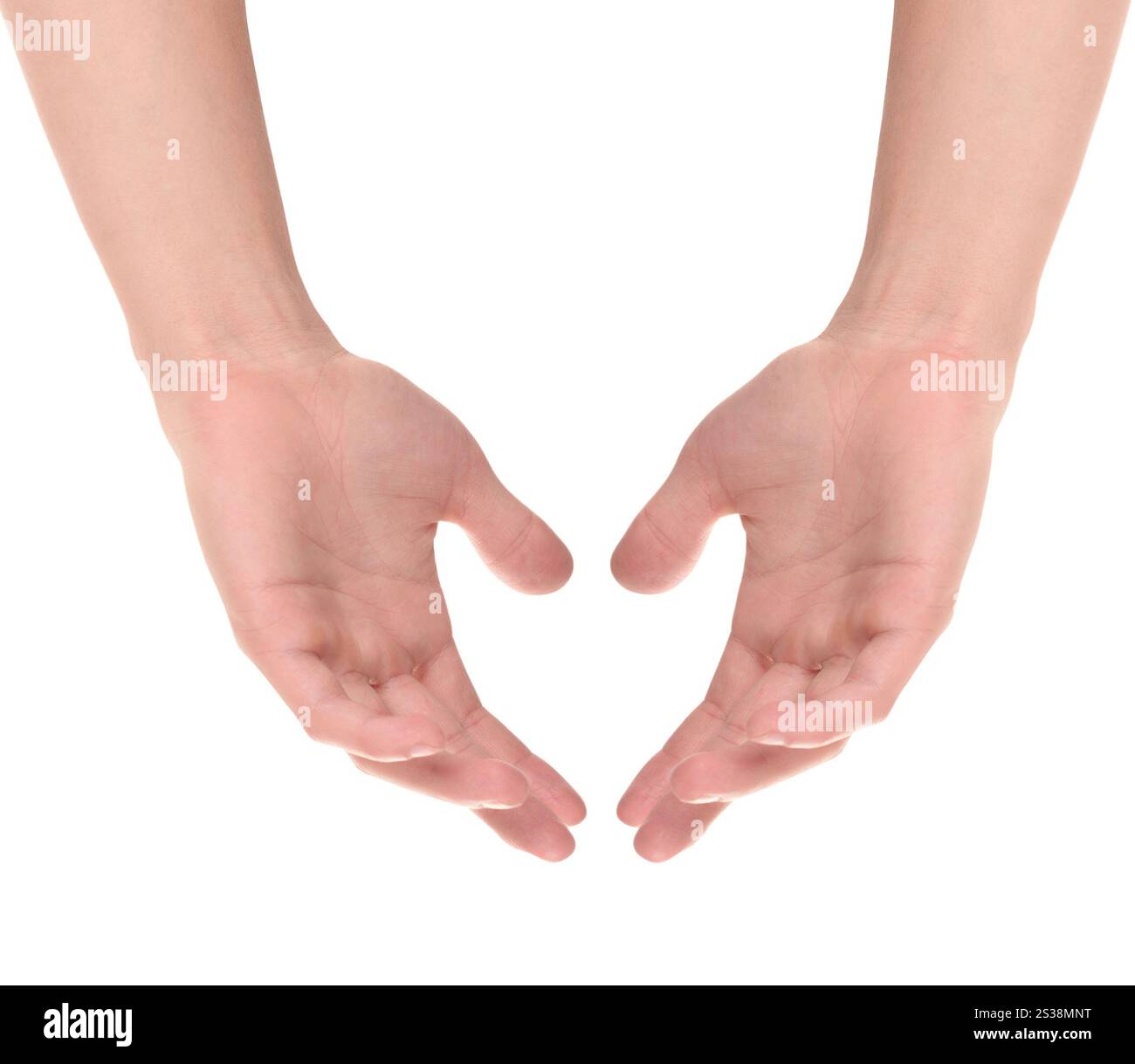 Deux mains, en gardant la sécurité. isolé sur fond blanc. Deux mains, en gardant la sécurité Banque D'Images