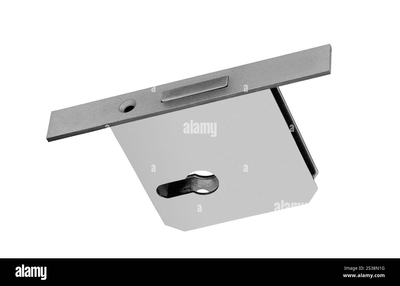 serrure à mortaiser conventionnelle pour porte isolée sur fond blanc. serrure encastrée conventionnelle pour porte Banque D'Images