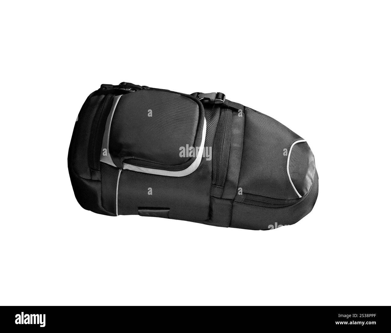 Sac à dos noir isolé sur fond blanc. Sac à dos noir isolé Banque D'Images