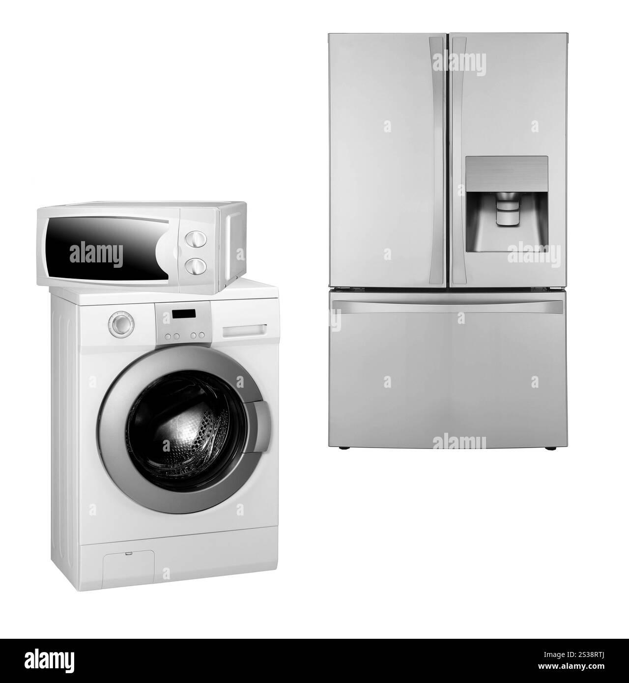 Appareils ménagers isolés sur blanc. Appareils électroménagers Banque D'Images