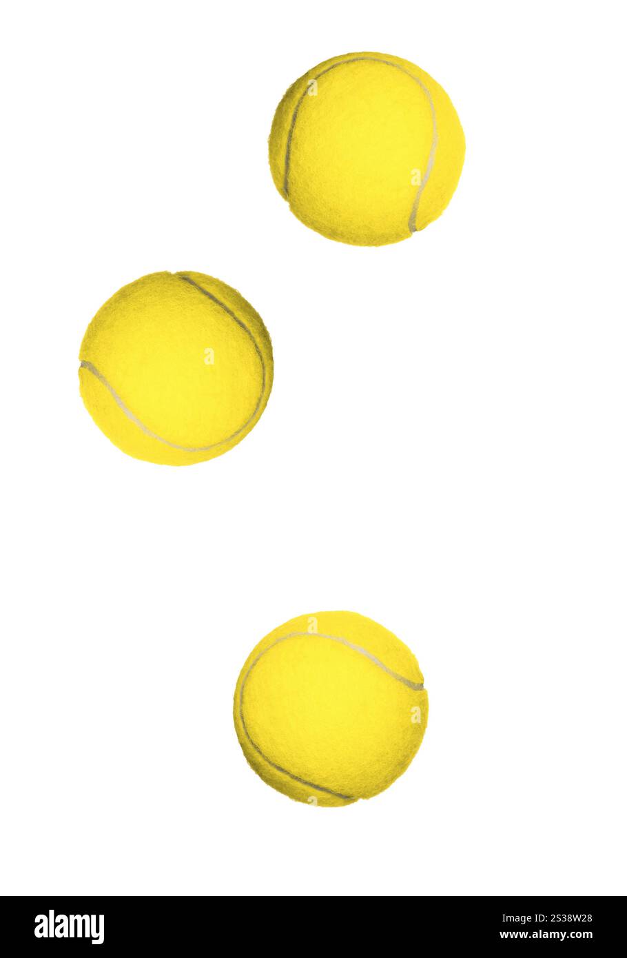 Trois balles de tennis isolées sur fond blanc. Trois balles de tennis isolées Banque D'Images