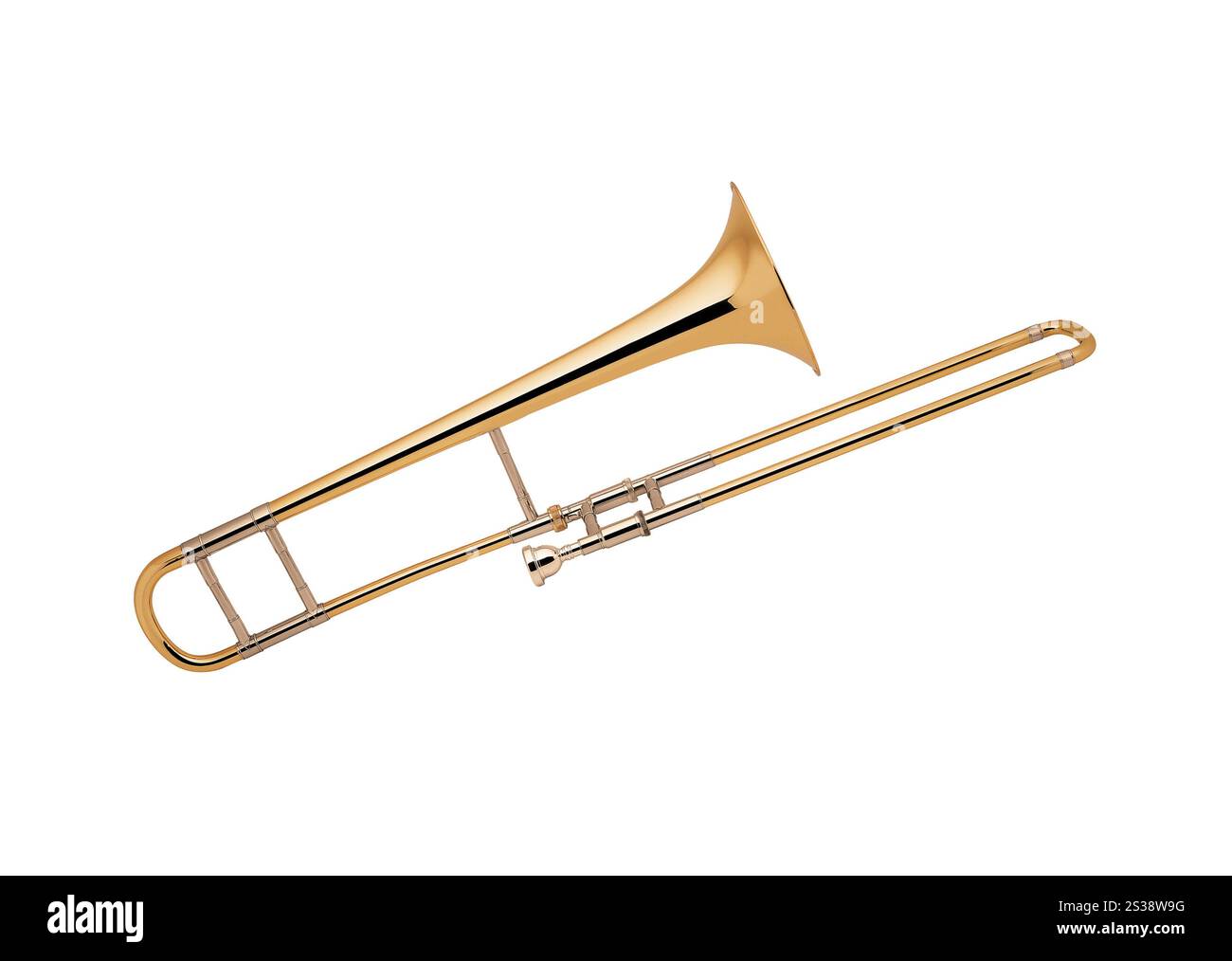 Le trombone en laiton isolé sur blanc Banque D'Images