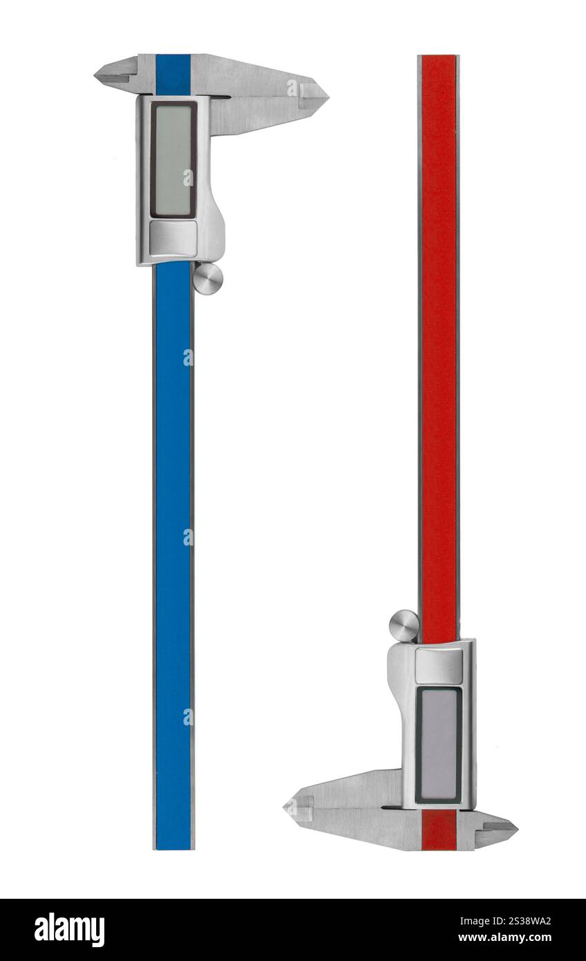 Pied à coulisse numérique isolé sur fond blanc. Pied à coulisse numérique isolé Banque D'Images