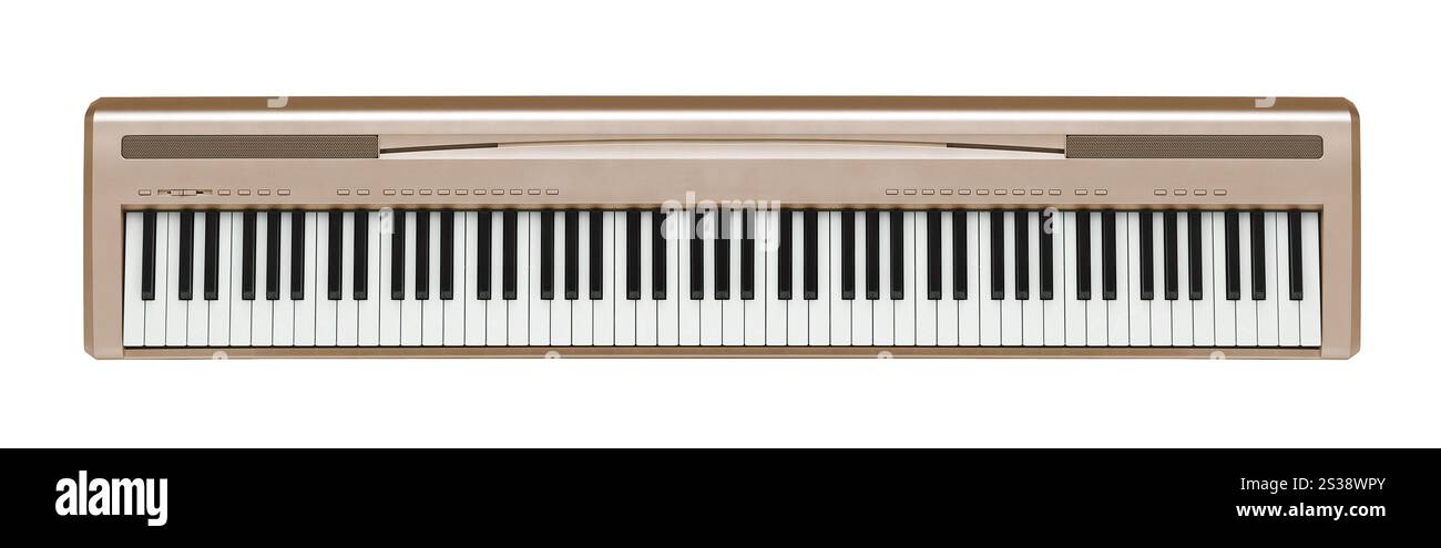 synthétiseur doré isolé sur fond blanc. synthétiseur doré isolé Banque D'Images