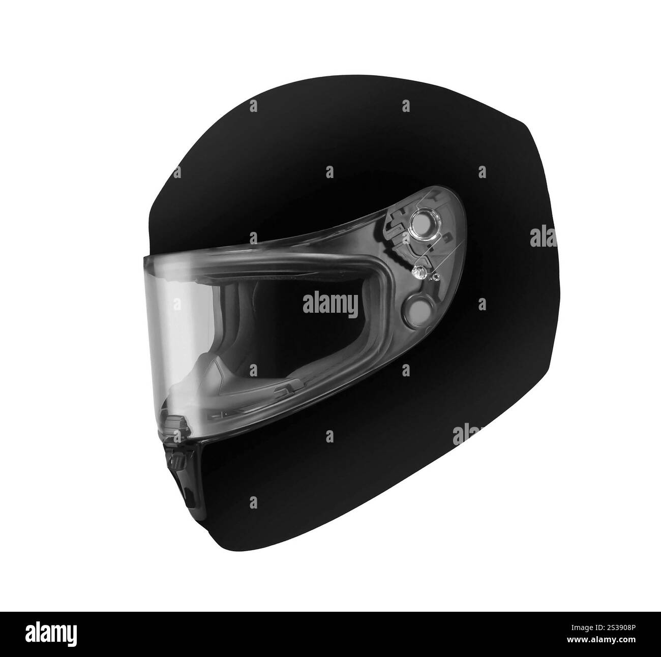Casque noir isolé sur fond blanc Banque D'Images