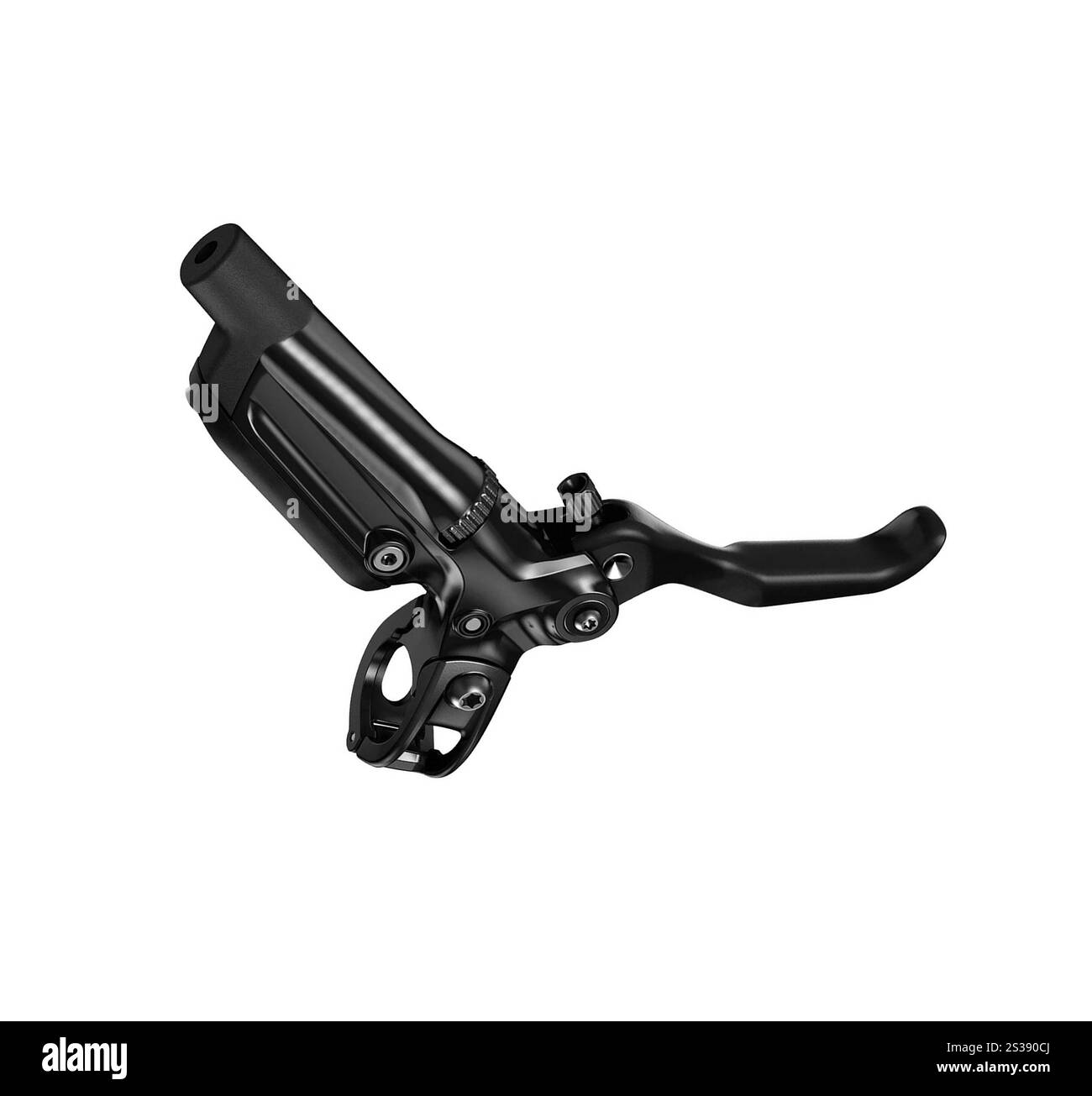Un levier de vélo noir isolé sur blanc Banque D'Images