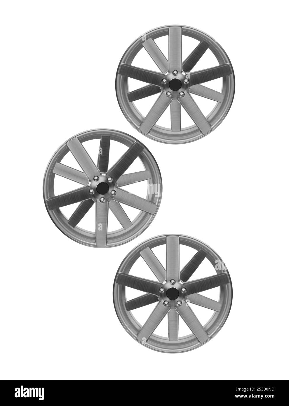 Roue de voiture, jante en alliage de voiture sur fond blanc Banque D'Images