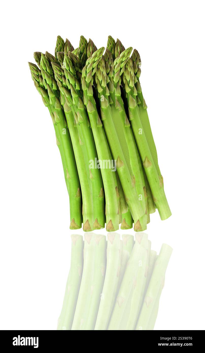 Asperges vertes sur fond blanc Banque D'Images