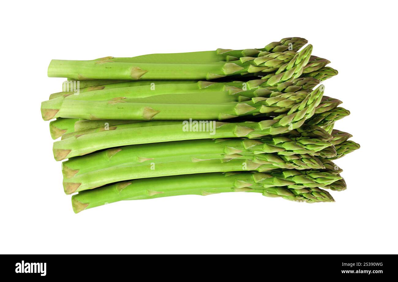 Asperges vertes sur fond blanc Banque D'Images