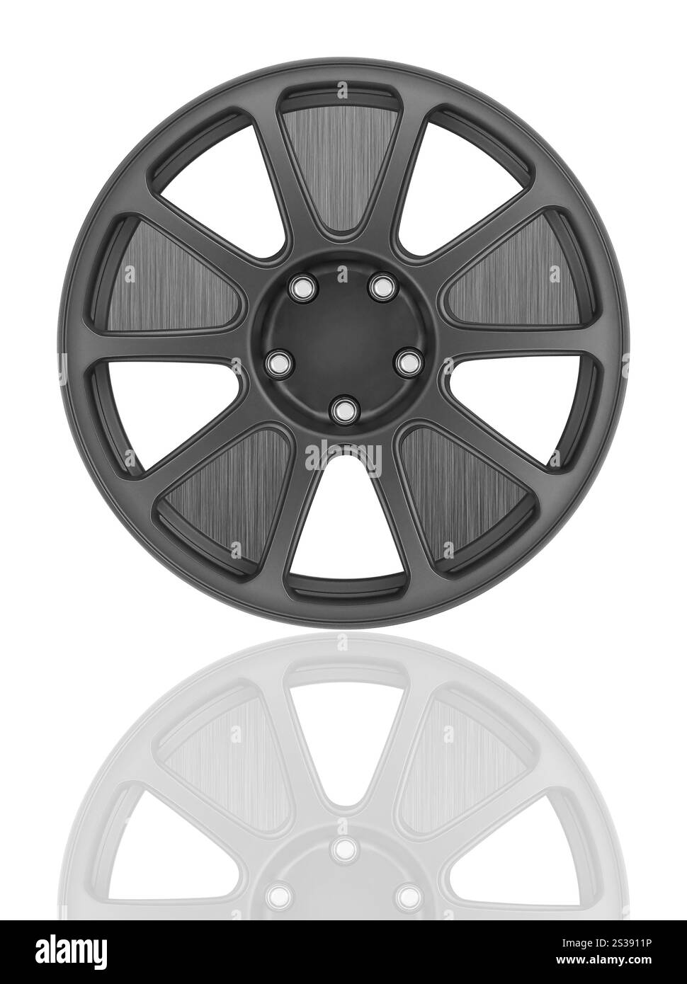 Roue de voiture, jante en alliage de voiture sur blanc Banque D'Images