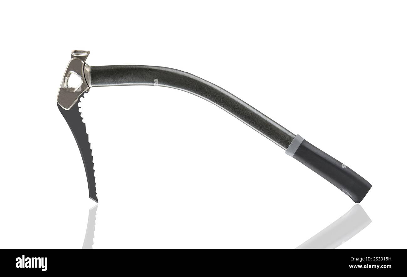 équipement de roche de piolet d'escalade isolé sur blanc. équipement d'escalade de piolet isolé Banque D'Images