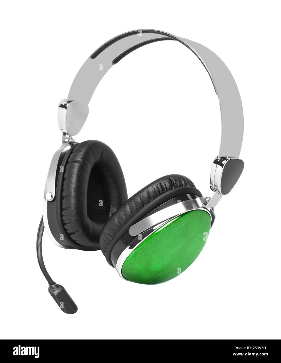 Casque vert sur fond blanc Banque D'Images