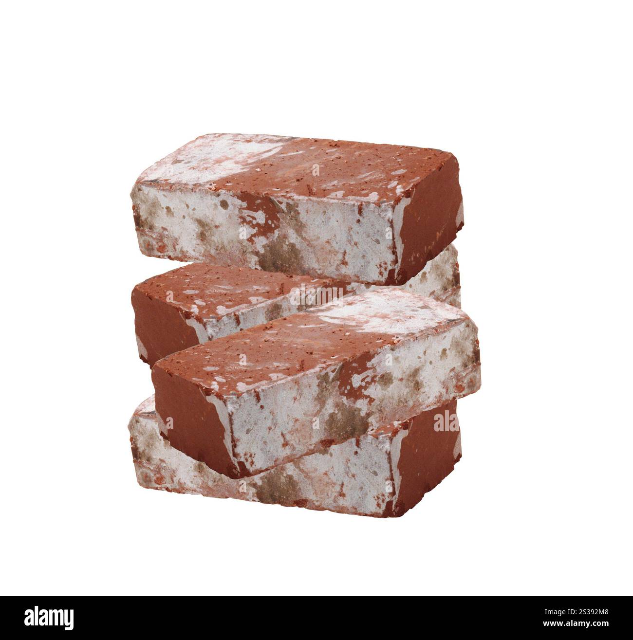 Briques isolées sur fond blanc. Briques isolées sur blanc Banque D'Images