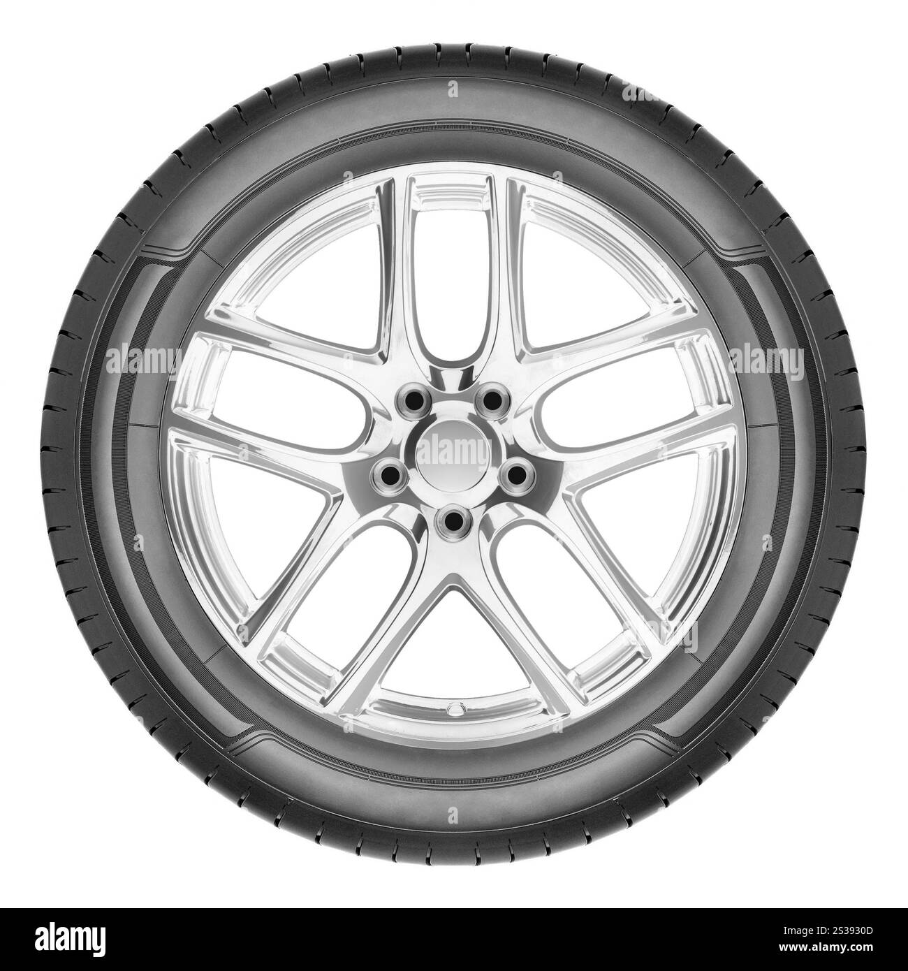 Roue automobile moderne isolée sur blanc. Roue automobile moderne Banque D'Images