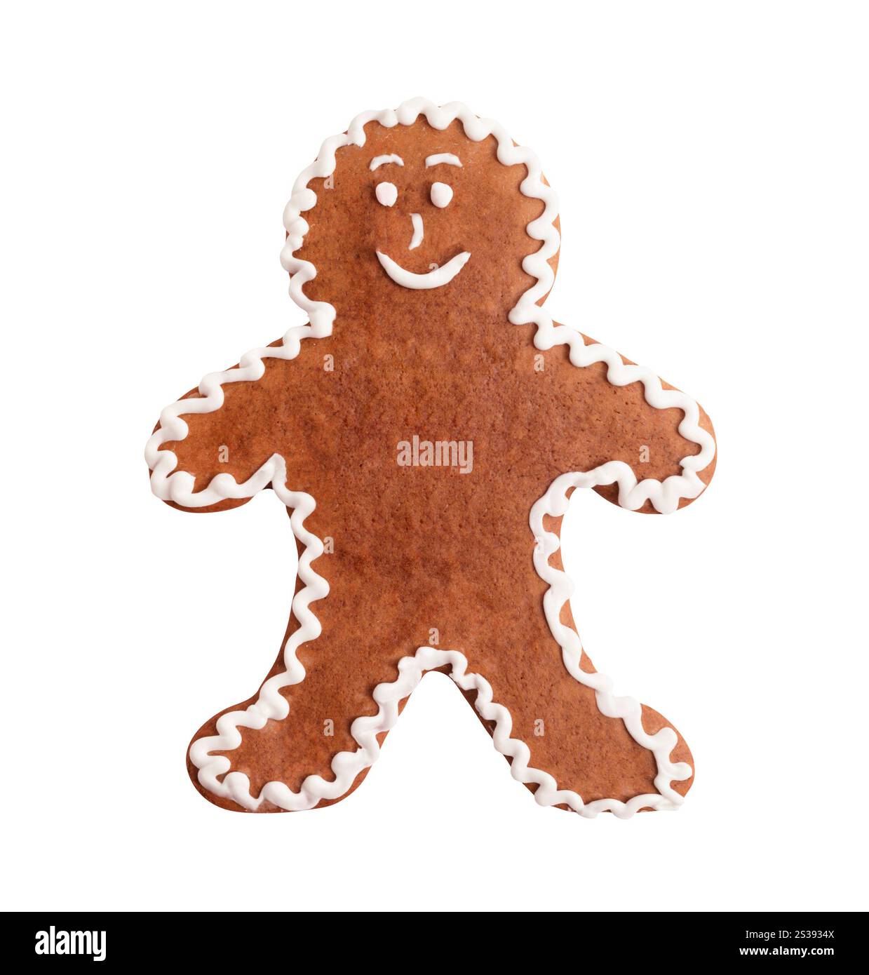 Homme en pain d'épices, biscuit de noël isolé sur fond blanc Banque D'Images