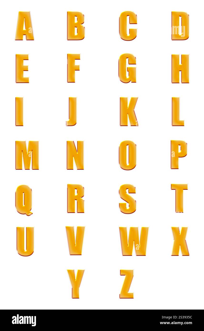illustration 3d polices dorées ensemble ou collection isolée Banque D'Images
